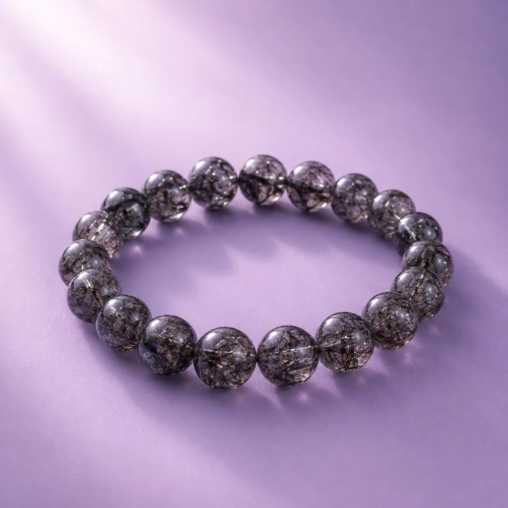 Chuỗi Huyền Dạ Linh Châu đá Phong thủy Thạch anh tóc đen Cao cấp PIKI Jewelry