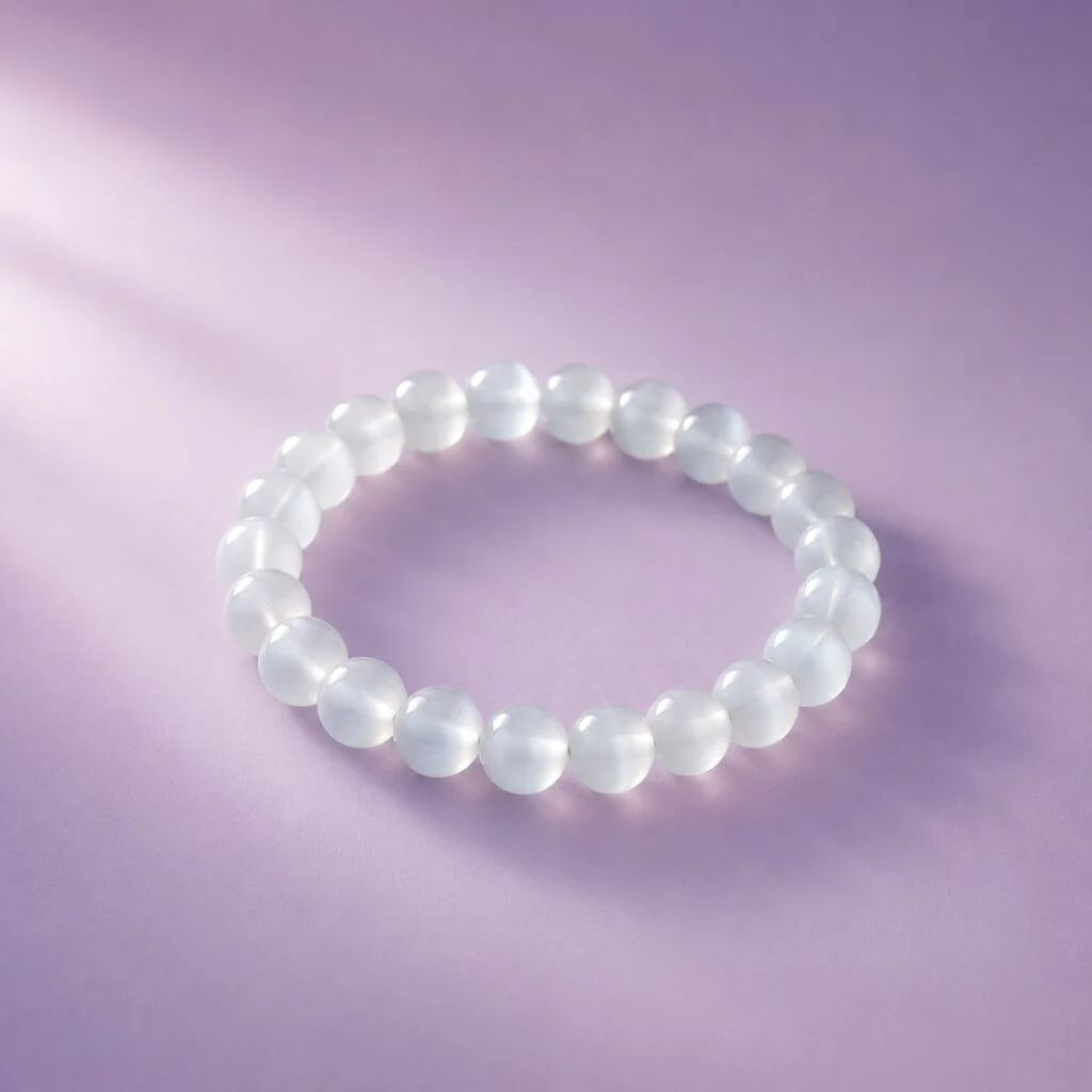 Chuỗi Thiên Tuyết Ngọc Châu đá Phong thủy Thạch anh trắng đục PIKI Jewelry