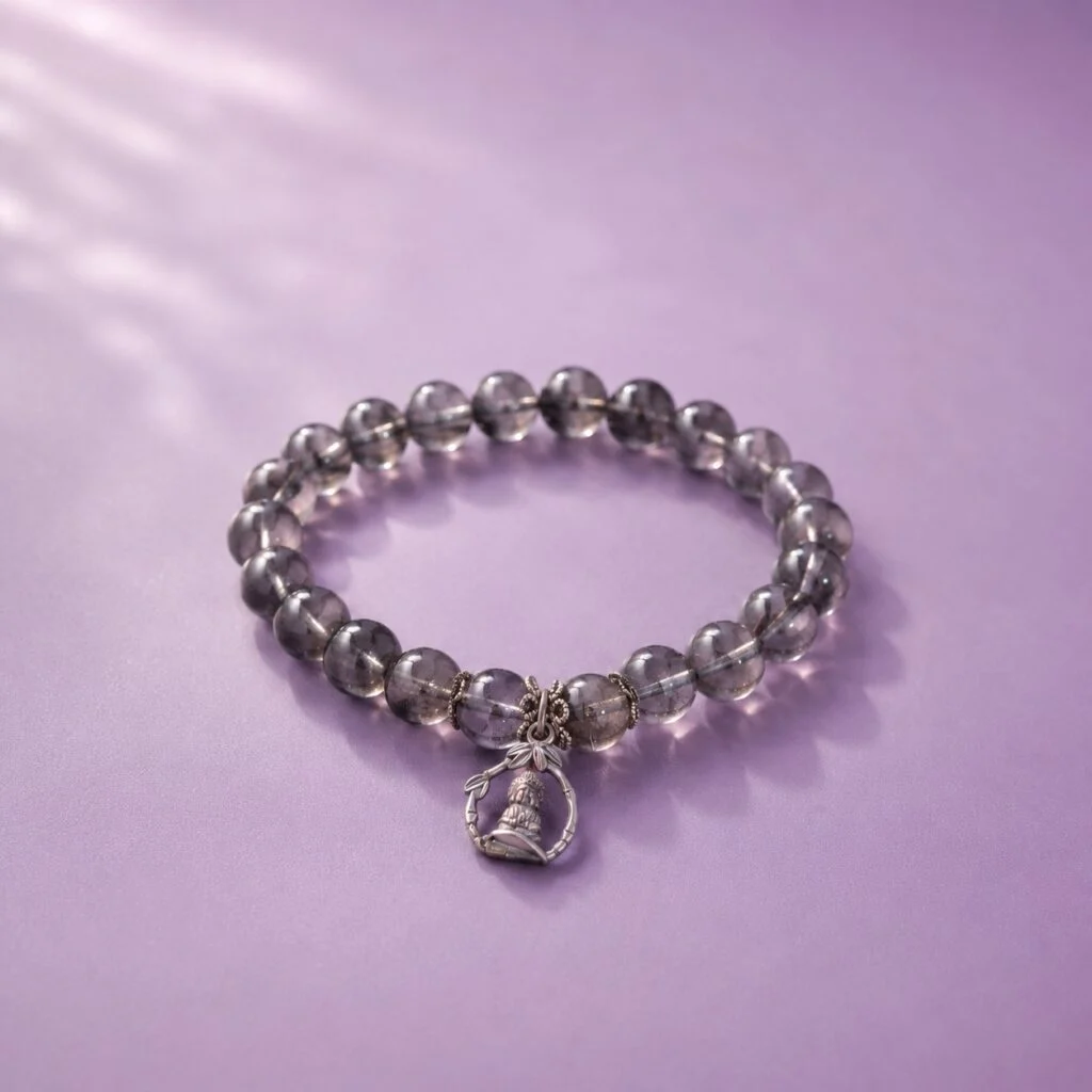 Chuỗi Tịnh Dạ Phật Quang đá Phong thủy Thạch anh tóc đen trong mix Charm bạc S925 PIKI Jewelry