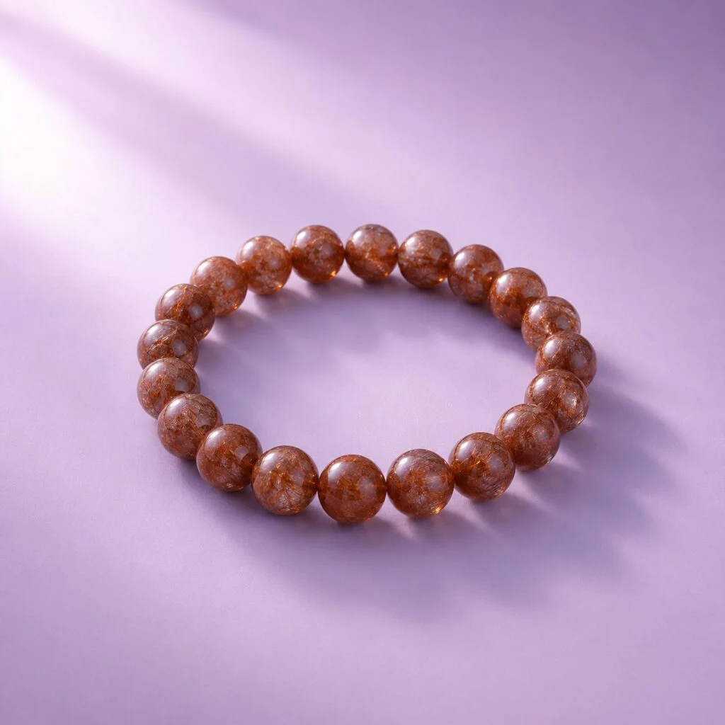 Chuỗi Xích Diễm Linh Châu đá Phong thủy Thạch anh tóc nâu đỏ PIKI Jewelry